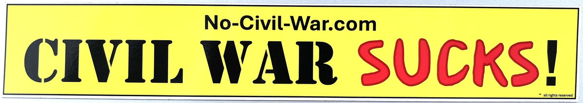 REMOVABLE CAR STICKER: Civil War Sucks! 2"x12". Our stickers are non-permanent. They should adhere for at least 6 months, and are always removable.